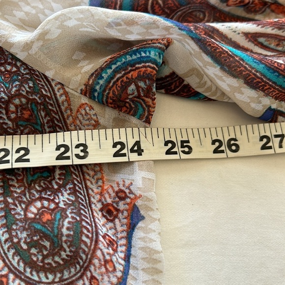 Chico’s 3/4 Sleeve Crème/Tan Paisley Print Blouse Sz 3 - Picture 10 of 14